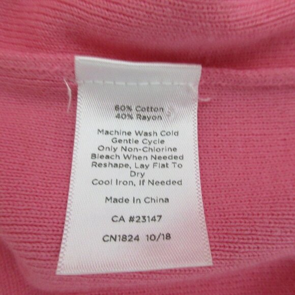 TALBOTS Pink Top Size M Petite Rounded Neck 3/4 Sleeve Classic Gold Back Buttons - Picture 5 of 6